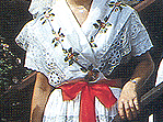 traditional Wendish headdress with embroidery; click to enlarge