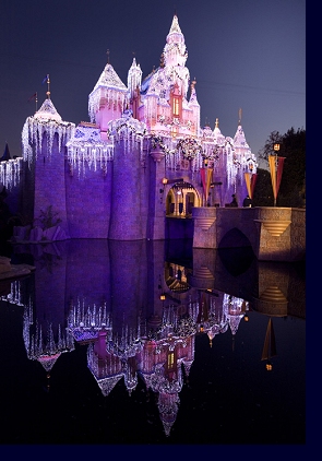 Sleeping Beauty's Winter Castle at night